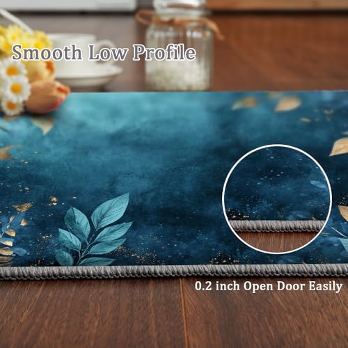 Boho Vintage Plants Rug 6x8 Large Area Rugs Modern Blue Plant Leaves Rugs Soft Faux Wool Washable Non Slip Carpet for Teens Boys Girls Kids Room Living Room Bedroom Entry Floor Mats - color: Style-1, size: 6'x8'/(72"W x 96"L)