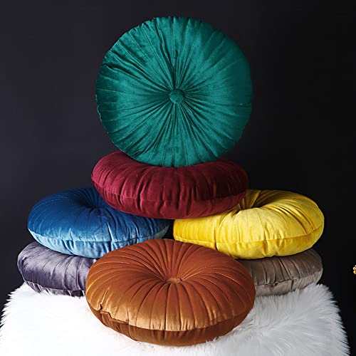 NatureMan Round Throw Pillow, Velvet Decoration Small Throw Pillow, Pumpkin Throw Pillow Cushion Suitable for Living Room Sofa Bed Floor 13.7 inches (Dark Green) - color: Dark Green