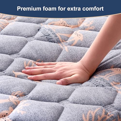 6th Generation Japanese Floor Futon Mattress - Extra-Thick 9-Layer Modern Futon with 100% High-Density Foam, Portable Floor Mattress Sleeping Pad for Adults, Guest Room, Dormitory, Twin Size(39"X75") - color: Christmas Deer, size: Twin(39"X75")
