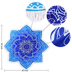 Large Microfiber Boho Mandala Beach Towel Round Bohemian Beach Blanket Hippie Indian Throw Blanket Beach Tapestry Sand Free Quick Dry Yoga Picnic Mat Wall Decor Circle Tablecloth Tassels,59'',Blue - color: Blue Mandala