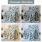 WRENSONGE Checkered Throw Blanket, Grey Blue Soft Cozy Fluffy Warm Hand Made Throw Blankets for Couch, Sofa, Chair, Bed, Camping, Picnic, Travel Lightweight Bed Blanket - 60"*80" - color: Arctic Blue, size: Twin(60"x80")