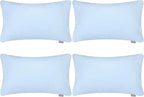 4-Pack 100% Cotton Lumbar Comfortable Solid Decorative Throw Pillow Case,Thmyo Rectangle Cushion Cover Pillowcase Sublimation Blank Pillow Covers DIY Throw Pillowcase(12x20inch/30x50cm, Light Blue)