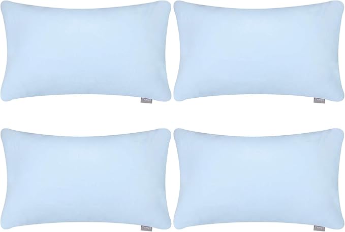 4-Pack 100% Cotton Lumbar Comfortable Solid Decorative Throw Pillow Case,Thmyo Rectangle Cushion Cover Pillowcase Sublimation Blank Pillow Covers DIY Throw Pillowcase(12x20inch/30x50cm, Light Blue)