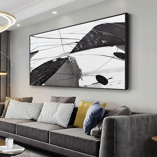 Abstract Canvas Art Home Wall Decor Black and White Abstract Wall Art Framed Artwork Modern Home Wall Decor for Living Room Bedroom Office 24"x48" - color: Black, size: 48"L x 24"W