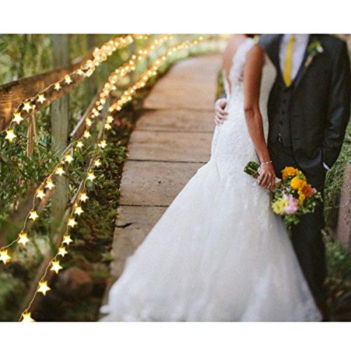 Warm White 50 Led Star Fairy Lights with Remote Control, Battery Powered Five-Pointed Star String Lights - color: Warm White