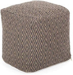 Foamma Pouf Ottoman Grey+Brown, 15"x15"x15" - Square Ottoman Foot Rest for Living Room and Bedroom, Pouf Footstool, Foot Rest for Couch, Boho Furniture for Home