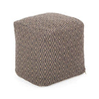 Foamma Pouf Ottoman Grey+Brown, 15"x15"x15" - Square Ottoman Foot Rest for Living Room and Bedroom, Pouf Footstool, Foot Rest for Couch, Boho Furniture for Home - color: Grey + Brown