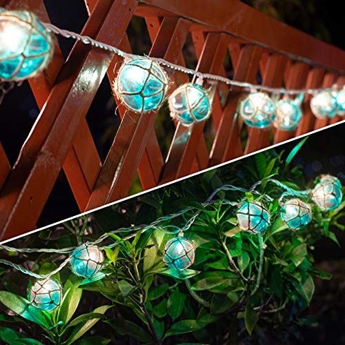 Brillarlights Nautical Beach String Lights, UL Certified 10 Incandescent Blue Globes, Waterproof 9.83FT Connectable Patio Lights, Ocean Coastal Fishing Decor for Lanai Deck Backyard Summer Party - color: Blue