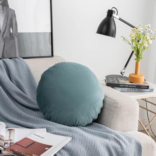 S_SSOY Round Throw Pillow 18",Soft Dutch Fleece Throw Pillow Round Cushion Floor Pillows for Living Room Sofa Bed Chair Floor Car Home Decoration (Green) - color: Green