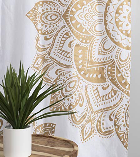 Popular Handicrafts Indian Hippie Bohemian Beautiful Passion Ombre Color Mandala Curtain Panels White Gold - color: White Gold_f, size: 38"W x 83"L (Pack of 2)
