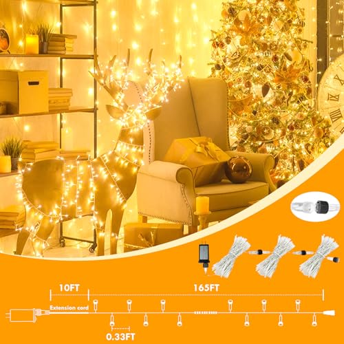 180FT 500LED Extra-Long String Lights Indoor Outdoor Clear Wire, Warm White Christmas String Lights, Plug in Twinkle Fairy Light With Timer and Memory For Wedding Patio Tree Yard Christmas Decorations - color: Warm White, size: 500LED