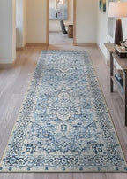 Bloom Rugs Caria Washable Non-Slip 7 ft Runner - Blue Traditional Runner for Entryway, Hallway, Bathroom, and Kitchen - Exact Size: 2'6" x 7' - color: Blue, size: 2'6" x 7' (Runner)