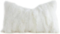 MOOX Rabbit Fur Throw Pillow Covers Decorative Fluffy Soft Fuzzy Plush Luxury Genuine Animal Skin Lumbar Pillow 12"x20" Cushion Cover, Sofa, White