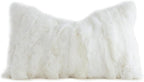 MOOX Rabbit Fur Throw Pillow Covers Decorative Fluffy Soft Fuzzy Plush Luxury Genuine Animal Skin Lumbar Pillow 12"x20" Cushion Cover, Sofa, White