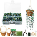 GUJYUYIF Green Glass Beads for Plant Making, Hanging Suncatchers Beading Kit for Jewelry Making DIY Craft Kit Plants Lover Gifts - color: Green