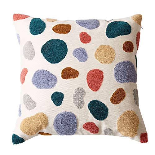 vctops Boho Geometric Tufted Decorative Throw Pillow Cover Farmhouse Cotton Embroidery Accent Square Cushion Case for Couch Sofa Bed (EmbroideryL, 18"x18") - color: Embroideryl, size: 18" x 18" (Pack of 1)