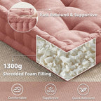Intelligent Design Floor Pillow - Shredded Foam Filled Meditation & Yoga Cushion, Chenille Tufted, Handsewn Scalloped Edge, Oeko-TEX Certified, Azza, 24" x 24" x 5" Dusty Peach - color: Dusty Peach, size: 24"W x 24"L x 5"H
