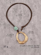 Leather Necklace for Women Long Boho Pendant Hippie Choker Necklace Bohemian Layered Leather Rope Wooden Jewelry Gifts - style: Bohemian Long Necklaces