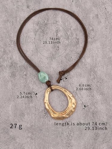 Leather Necklace for Women Long Boho Pendant Hippie Choker Necklace Bohemian Layered Leather Rope Wooden Jewelry Gifts - style: Bohemian Long Necklaces