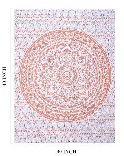 FURNISHFUL FINESSE Handmade Cotton Mandala Wall Tapestry - Rose Gold Ombre Boho Wall Decor, Indian Boho Bohemian Hippie Cute Room Hanging for Girly Bedroom, Dorm & Living Room Aesthetic - 30x40 Inches, Rose Gold - color: Rose Gold, size: 40"L x 30"W