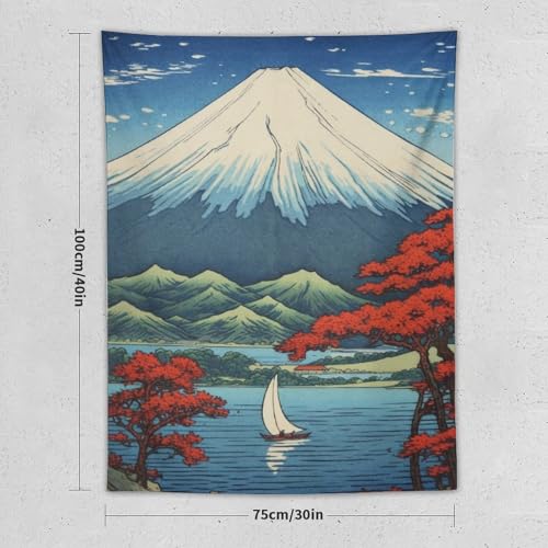 QEOPGNE Wall Tapestry for Bedroom Mount Fuji Mountain Landscape Lake Fall Leaves Japanese Painting Tapestry Wall Decor for Bedroom Aesthetic Wall Art Living Room Decor for Men And Woman 30"x40" - color: Style2, size: 40L" x 30W"