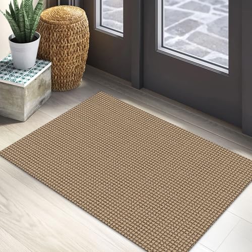 EARTHALL Woven Area Rug 2x3 Ft Washable Rugs for Entryway Braided Non Slip Throw Rugs Door Mat Indoor Outdoor Entrance Small Cotton Woven Carpet for Kitchen Foyer Front Door, Orange/Tan/Brown - color: Orange/Tan/Brown, size: 2' x 3' (Rectangular)