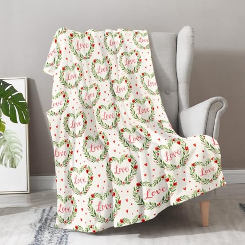 Aimego Love Heart Flannel Blanket, Soft Cozy Home Decor Throw for Couch Sofa Bed Nap, Ideal Valentine/Anniversary/Birthday Gift for Women, 50"x60" - color: A-love Heart Blanket