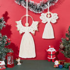 ORIGACH 4 Set DIY Mixed Angel Macrame Kit, 4 Styles Boho Macrame Angel Kit Wall Hanging Christmas Ornament with Instruction Tutorial for Adults Beginners