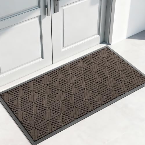 Yimobra Large Door Mat 47x24, All-Weather Waterproof Non-Slip Welcome Matt Outdoor, Heavy Duty Non Slip Doormat for Entryway for Patio and Garage Indoor, Easy Clean, Brown - color: Brown, size: 47x24 Inch