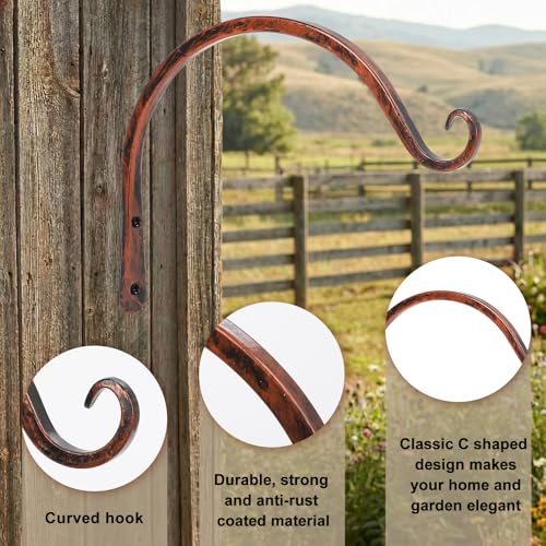 FEED GARDEN 2 Pack 8 Inch Hanging Plant Bracket Wall Hooks Decorative Plant Hangers for Outdoor Hanging Bird Feeders, Wind Chimes, Plant Baskets, Antique Bronze - color: Antique Bronze, size: 8 Inch