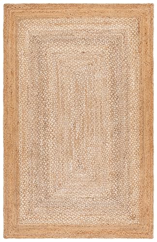 SAFAVIEH Natural Fiber Collection Area Rug - 5' x 8', Natural & Ivory, Handmade Farmhouse Boho Coastal Rustic Jute, Ideal for High Traffic Areas in Living Room, Bedroom (NF885B) - size: 5' x 8' (Rectangular)
