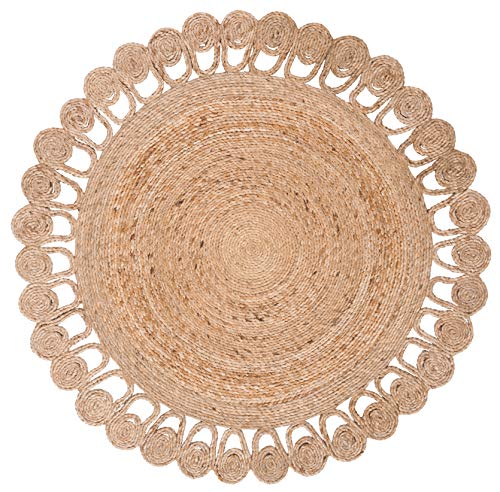 SAFAVIEH Natural Fiber Round Collection 6' Round Natural NFB252A Handmade Boho Country Charm Jute Area Rug - size: 6' (Round)