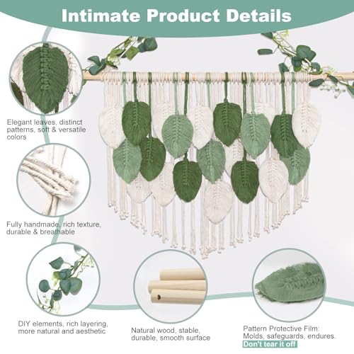 Large Macrame Wall Hanging Handmade Boho Tapestry 43"x32" - Wall Art Decor for Living Room, Bedroom, Wedding (Green)