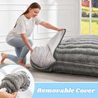 Hobestluk 3 in 1 Bean Bag Chair Giant Bean Bag Chairs for Adults with Ripple Cover Convertible Bean Bag Floor Cushion with Machine Washable Cover for Living Room (Ripple Grey) - color: Muted Grey