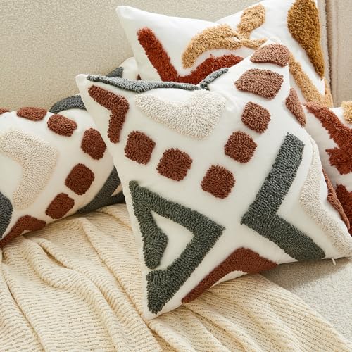 lifein 20x20 Pillow Covers-Throw Pillow Cover Tufted Boho Jacquard Pillow Covers Farmhouse Decorative Pillow Cover Pillow Cases for Gift Couch Sofa Bed Chair Living Room Home Decor - color: D-qr713(1 Pack Without Pillow Insert), size: 20" x 20" (Pack of 1