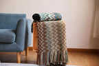 Boho Bohemian Throw Blanket for Couch Sofa Bed, Soft Cozy Lightweight Boho Blankets Knitted with Tassel, Decorative Blanket All Season 50x60 inches (Yellow)