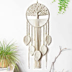 Large Tree of Life Dream Catchers, Macrame Wall Hanging Boho Handmade Woven Dream Catcher Macrame Wall Decor Art for Adults Boys Girls Bedroom Wedding Party Decor, Festival Blessing Gift（Light Beige）