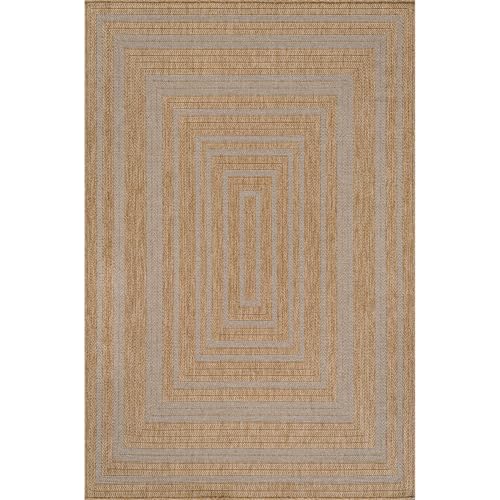 Beverly Rug Easy Jute Framed Border Rug 4x6 Washable Durable Indoor Outdoor Area Rugs for Living Dining Room Patio Office Stain Resistant Non Shedding Casual Indoor Outside Carpet 4 x 6 Natural - color: Framed/Natural, size: 4' x 6' (Rectangular)