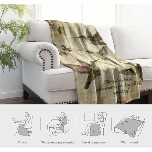 Levens Sympathy Christian Blanket 60"x50" Memorial Throw Blanket with Hummingbird Design, Inspirational Christian Gifts for Women Sympathy Gifts for Loss of Loved One Soft Healing Hummingbird Blanket - color: Tawny 4, size: 50"x60"
