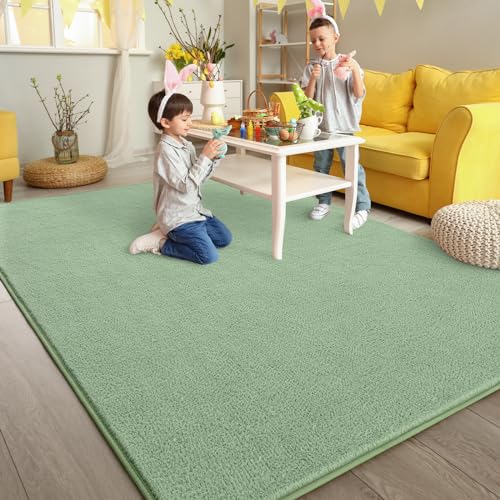 Pettop 4x6 ft Light Green Area Rugs for Bedroom Living Room, Washable Memory Foam Indoor Carpet, Modern Aesthetic Minimalist Non Slip Soft Comfy Carpet for Boys Girls Dorm Home Decor - color: Light Green, size: 4' X 6' (Rectangular)