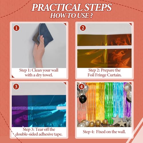 DECOCKRAT 2 Pack Foil Fringe Backdrop - Combo Rainbow Shiny Tinsel Curtains for Party Decoration/Photo Booth Props - 3.3x6.6 FT Metallic Foil Backdrop for Birthday, Wedding, Graduation, Christmas. - color: Combo Rainbow