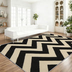 Brown Black Area Rug 2 X 3 ft, Herringbone Stripes Pattern Soft Low Pile Washable Rugs, Simple Theme Non Slip & Shedding Carpet for Bedroom Living Room Playroom Dining Room Nursery - color: Brown Black 9, size: 2' x 3' (Rectangular)