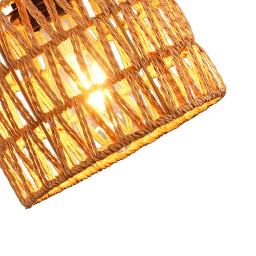 Ceiling Light Fixture,Hand-Woven Rattan Flush Mount Ceiling Light,Farmhouse Light Fixtures Ceiling Mount Boho for Hallway Bedroom Kitchen Entryway Living Room - color: 1 Pack Brown
