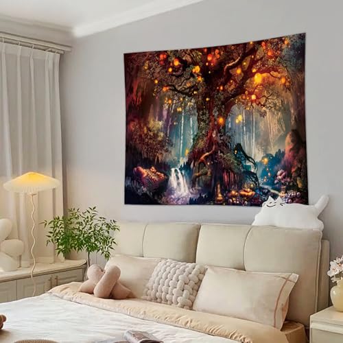 Jungle Tree Tapestry Large Wall Hanging for Bedroom Living Room Nature Decor - color: Dream Forest01, size: 59.1"L x 51.2"W