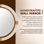 Kouboo Nautical Decorative Wall Mirror in Rattan, Handmade, Round Mirror, Living Room, Bedroom, Bathroom, Home Decor, Boho, Tropical