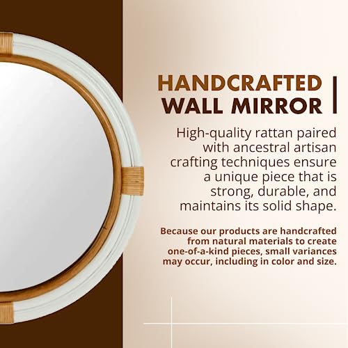 Kouboo Nautical Decorative Wall Mirror in Rattan, Handmade, Round Mirror, Living Room, Bedroom, Bathroom, Home Decor, Boho, Tropical