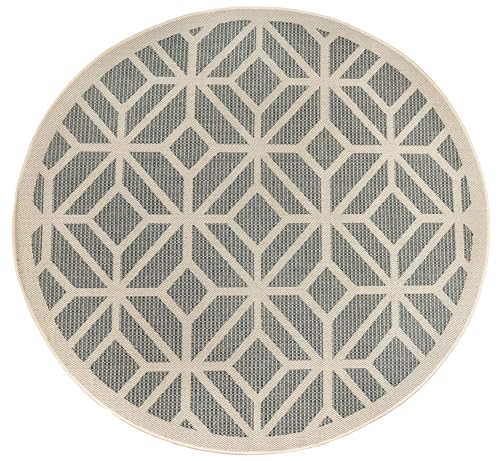 Rugshop Blue Contemporary Geometric Indoor/Outdoor Area Rug — Hose Washable for Living Room, Dining Room and Playroom, 8' Round - size: 8' x 8' (Rectangular)