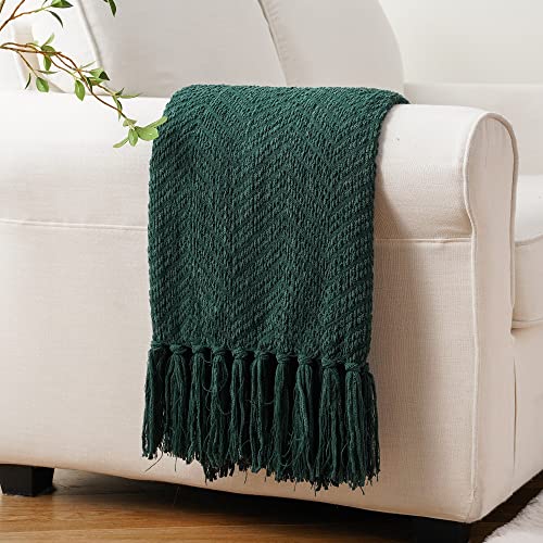 BATTILO HOME Forest Green Throw Blanket Couch,Knit Christmas Throw Blanket Versatile Chair,Super Soft Warm Christmas Decor Throw Tassels Bed,Sofa and Living Room,50'' x 60'' - color: Christmas Green, size: 50"x60"