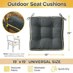 4 Pack 19x19 Inch Shredded Foam Chair Cushions with Straps - All-Season Seat Pads for Indoor/Outdoor Dining, Office, Patio, Kitchen Chairs (Gray, 19 INCH × 19 INCH) - color: Gray