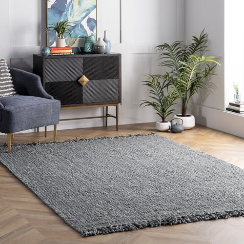 Nuloom Daniela Grey, 5' x 7'6", Handmade, Jute, Tassel, Soft and Textured, High Traffic, Stain Resistant, Easy Clean, Durable Area Rug for Bedroom, Living Room, Dining Space, Foyer, Entryway - color: Grey, size: 5' x 7'6" (Rectangular)